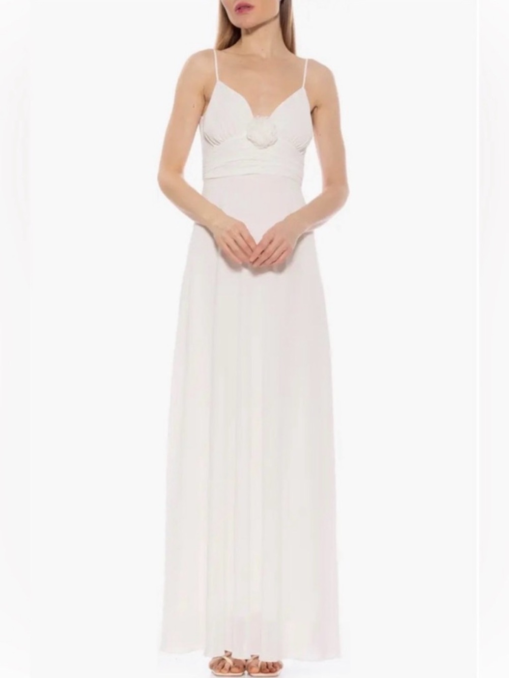 Alexia Admor NY Layla Maxi Dress Spaghetti Strap Ivory Women's Size 8